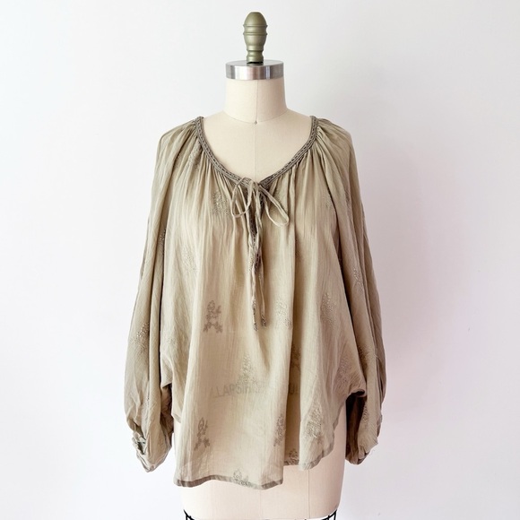ZLEurope Boho Draped Dolman 100% Cotton Blouse Beach Resort Cruise Shirt - Picture 2 of 10